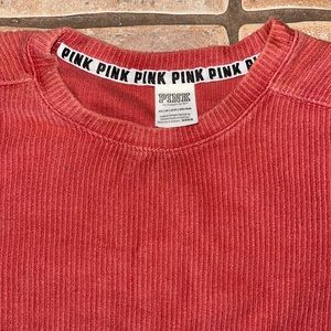 Burnt Orange Distressed Ribber PINK Pullover XS